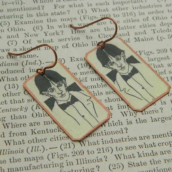 Aubrey Beardsley Earrings for wholesale by Sarah Wood Studio