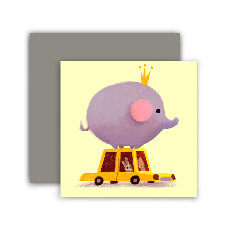 The Little Red House - Wholesale Everyday Greeting Card - Elephant Taxi Mini Card0