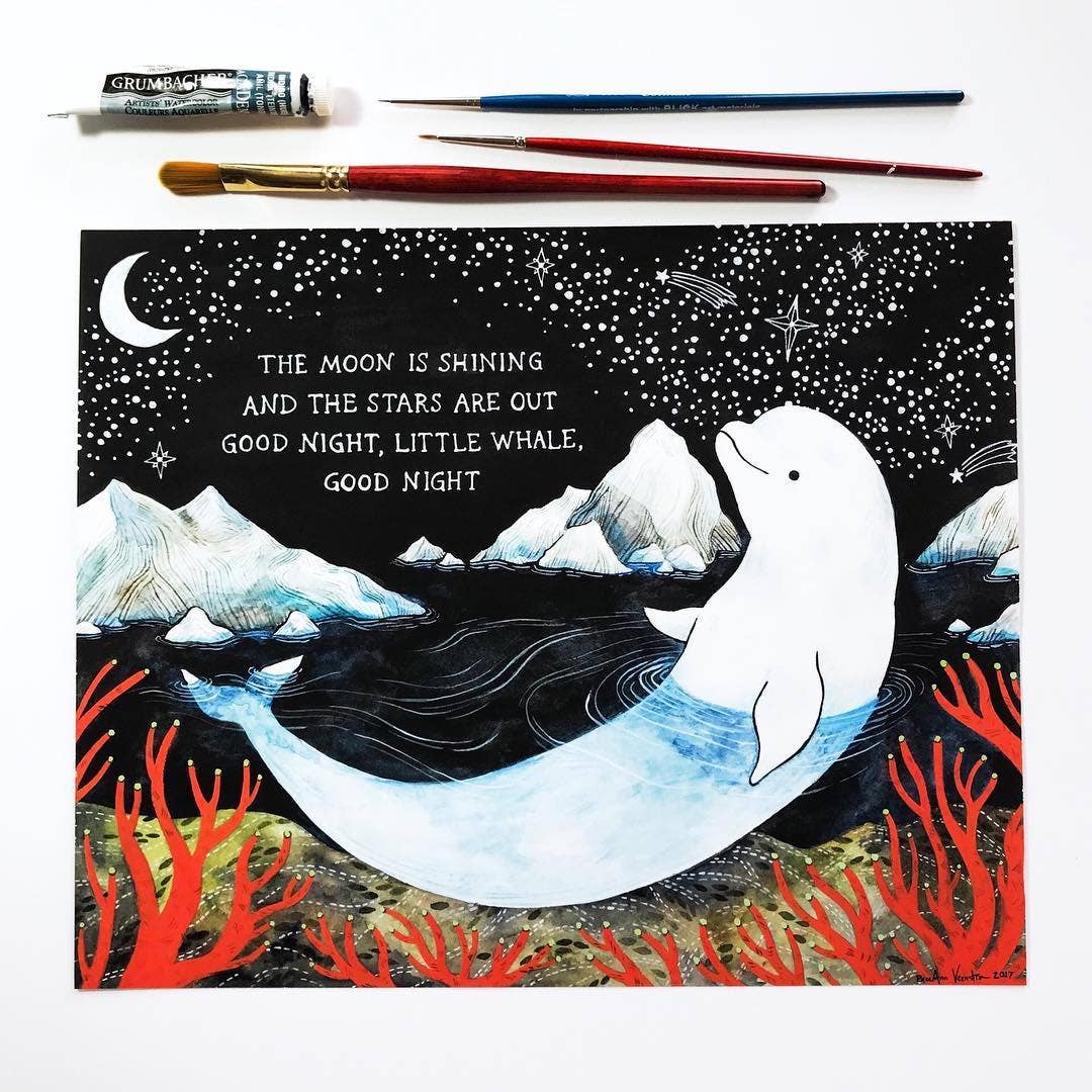 Wildship Studio - Wholesale Art Print - Kids & Baby - Baby Beluga Whale Art Print2