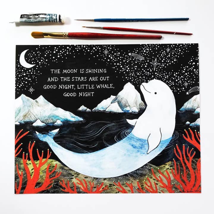 Wildship Studio - Wholesale Art Print - Kids & Baby - Baby Beluga Whale Art Print2