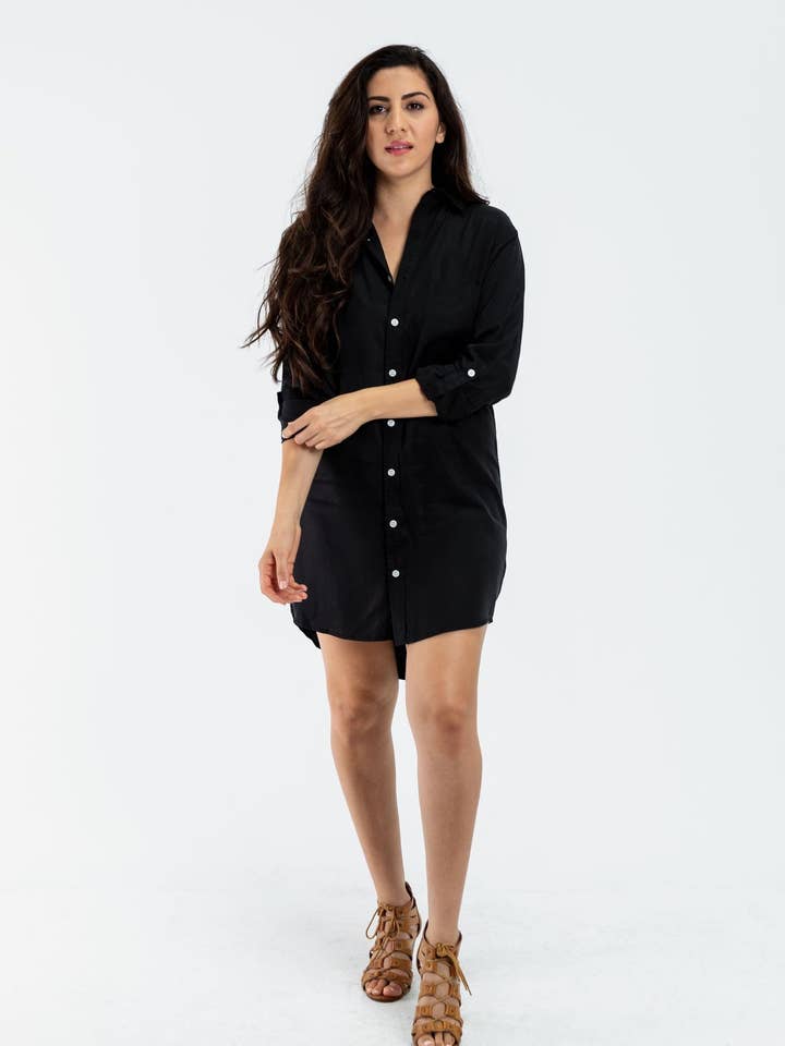 Black Tencel Girlfriend Dress for wholesale by Emily Phillips Clothing