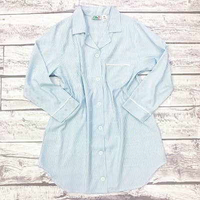 Love That Cotton - Wholesale Nightshirt - Women's - Seersucker Pajama Night Shirt Blue1