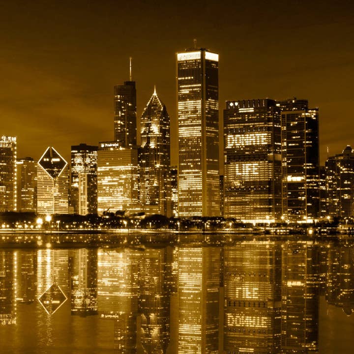 94" x 30" Chicago Skyline Gold Coast Canvas Set for wholesale by HolyCowCanvas