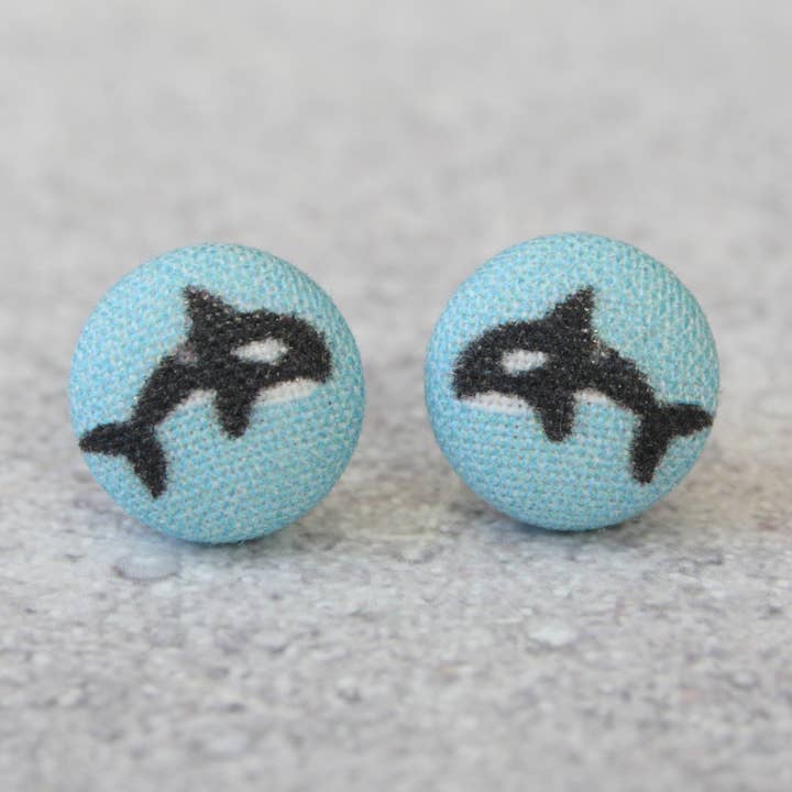 Boucles d'oreilles en tissu Orca pour la vente par Rachel O's
