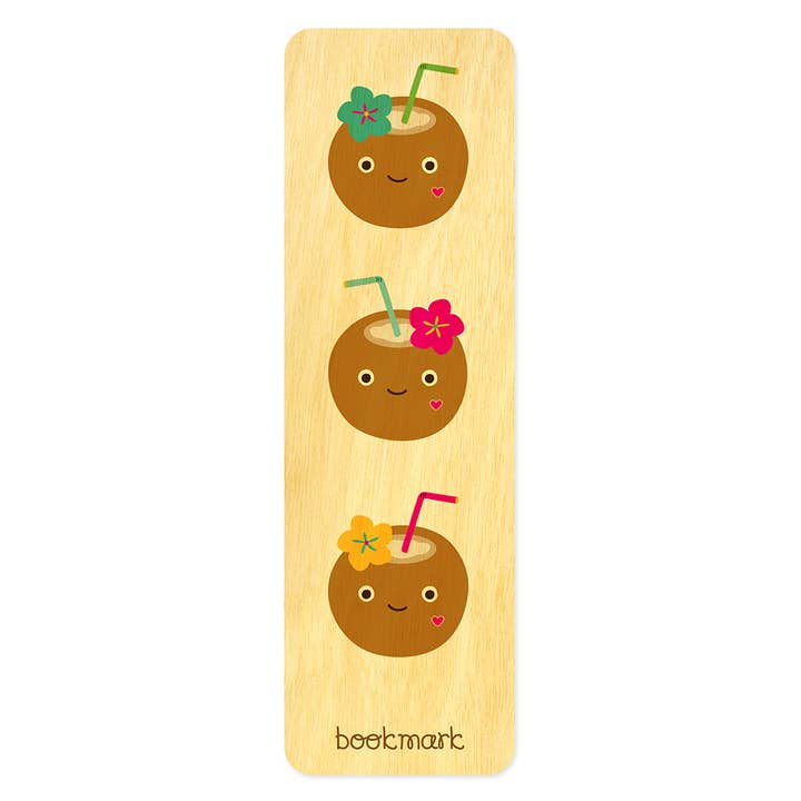 Coconuts Wood Bookmark for wholesale by Night Owl Paper Goods