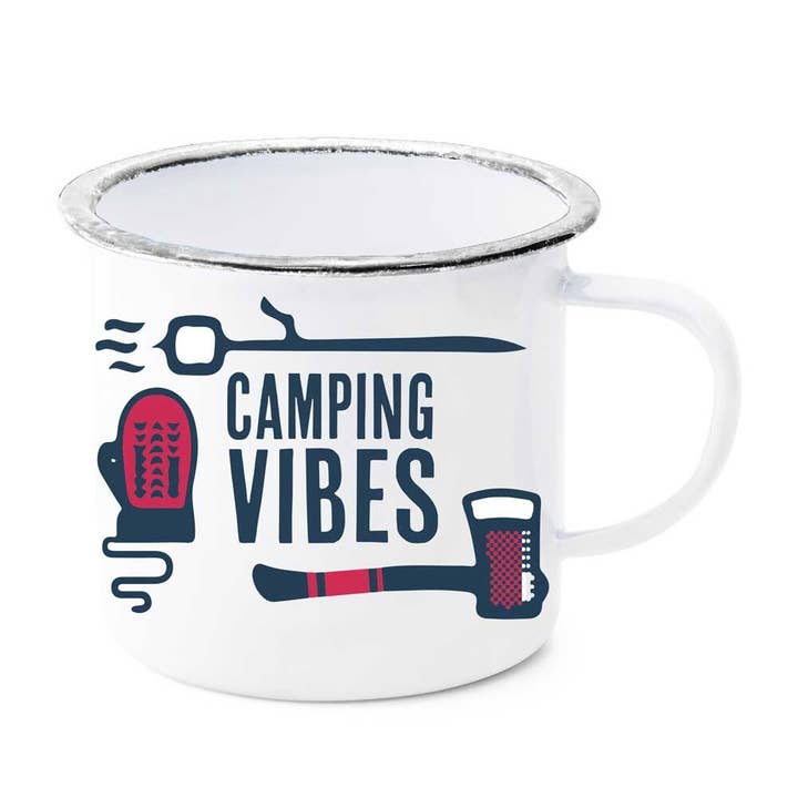Caneca de esmalte Camping Vibes por atacado de Potluck Press