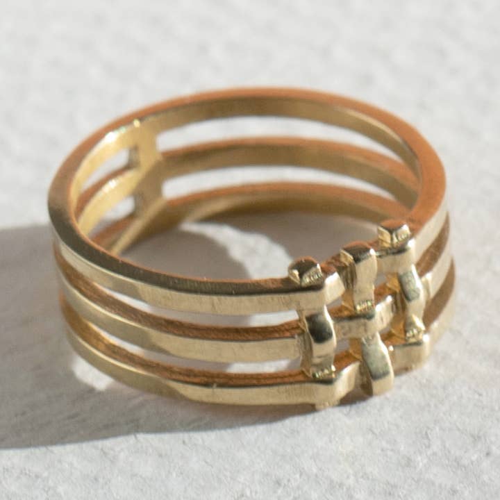 Anillo Crosshatch - Latón para venta al por mayor de Lindsay Lewis