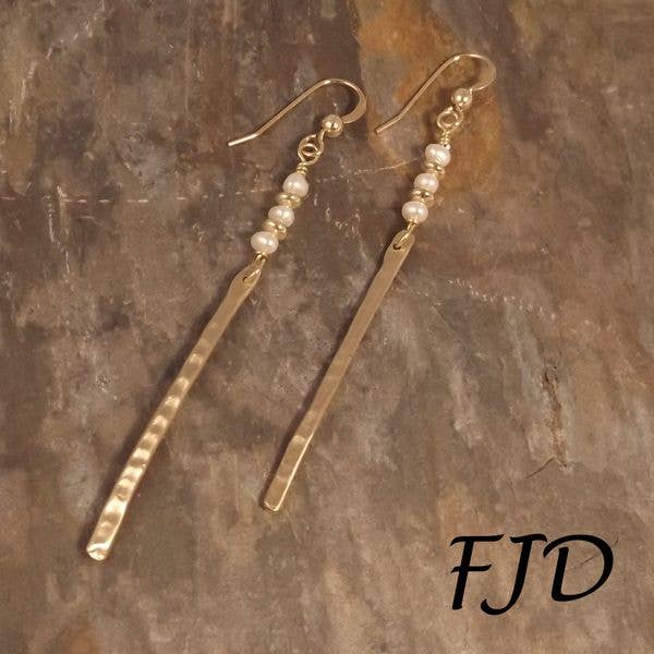 Freshwater Pearl and Bronze Stick Earrings for wholesale by Felicity Jewelry Designs