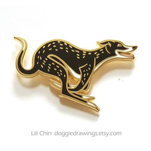 Lili Chin Art - Wholesale Lapel Pin/Button - Greyhound / Sighthound Dog Enamel Pin0