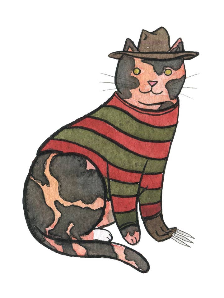 Freddy Krueger Cat Art Print for wholesale by Danielle V Designs