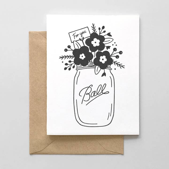 Carte de vœux Far You Mason Jar pour la vente par Hello Paper Co.