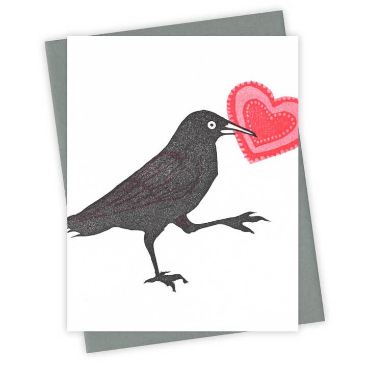 Homemade Valentine Grackle Card for wholesale by Burdock & Bramble