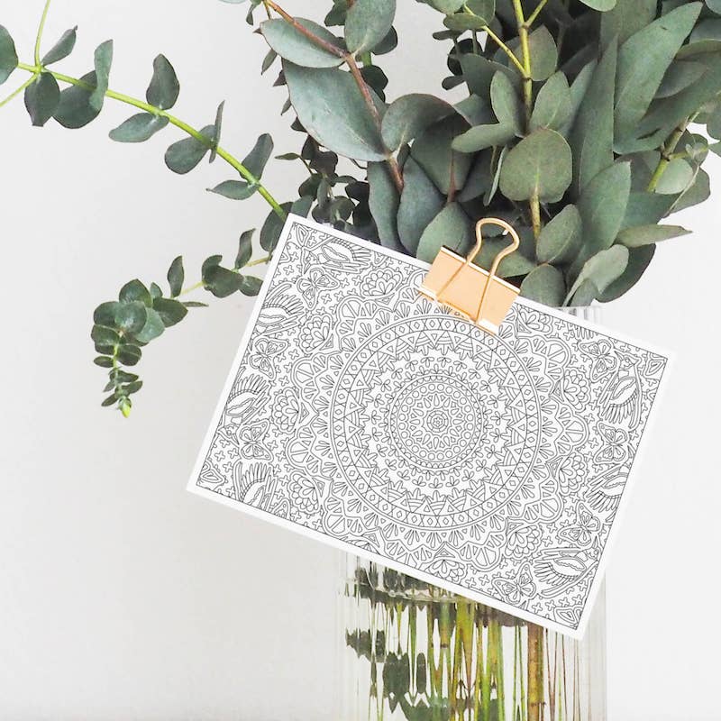 Anna Grunduls Design - Wholesale Postcard - Butterflies Mandala Coloring Postcard1