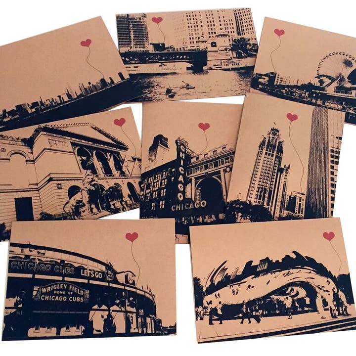 Chicago Lover’s Assorted Boxed Set of 8 Note Cards for wholesale by noteify