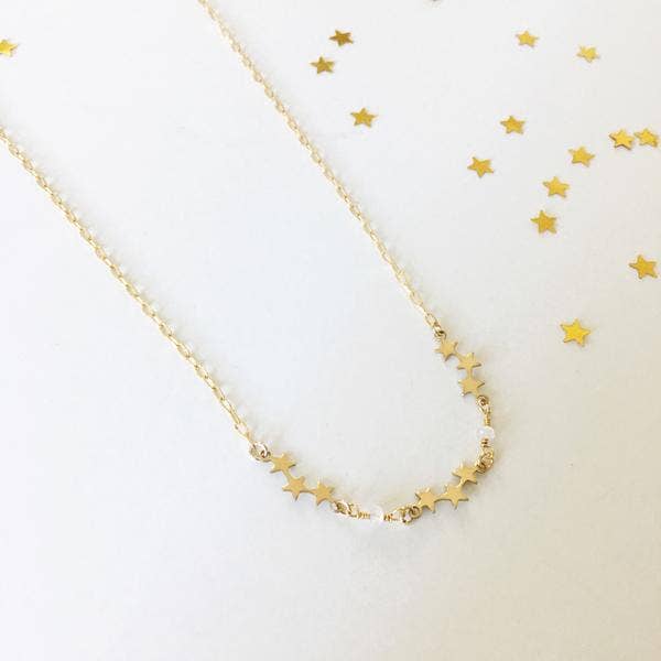 40,6 cm Dreifachstern- und Mondstein-Konstellations-Halsketten für den Großhandel von Acute Designs