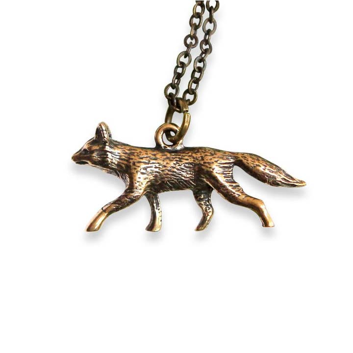 Moon Raven Designs – Großhandel Kette mit Anhänger/Charm – Halskette mit Anhänger mit Fuchs-Anhänger - Bronze