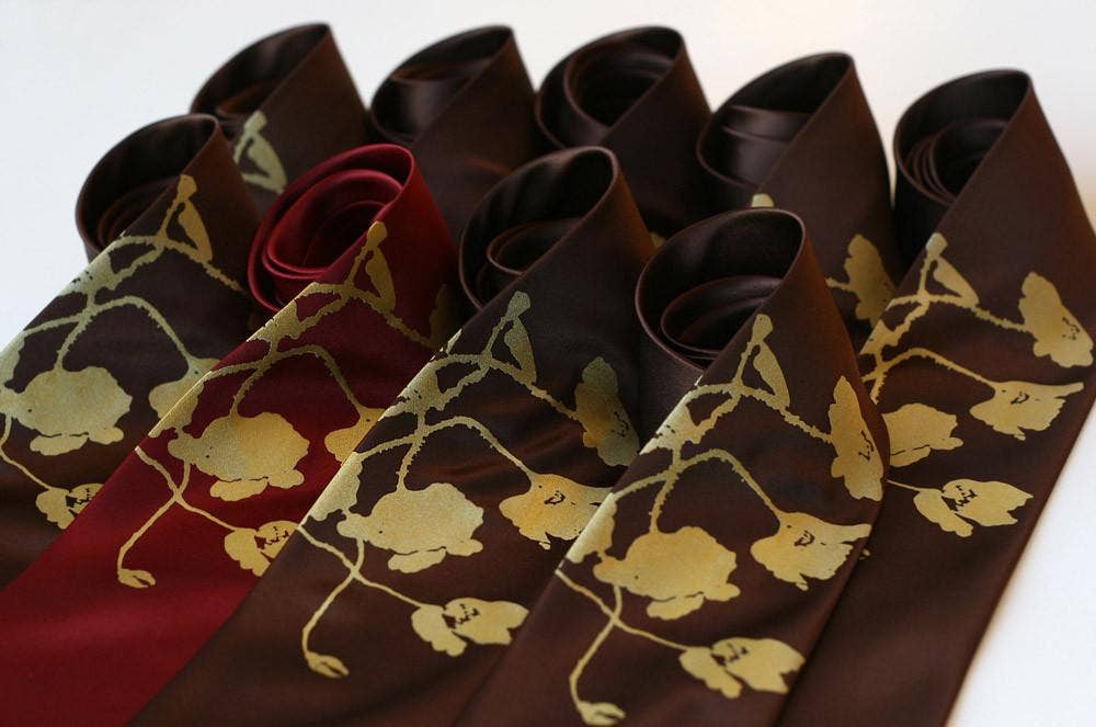 Cyberoptix Tie Lab - Wholesale Necktie - Men's - Poppies Necktie. Floral print Microfiber Tie.3