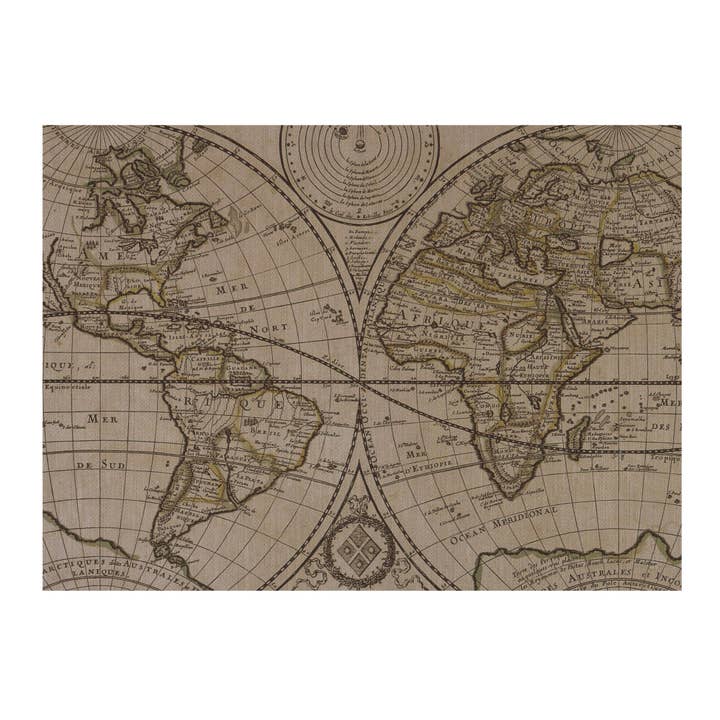 Old World Map Fabric Gallery Wrapped Wall Art for wholesale by SPLASHWORKS