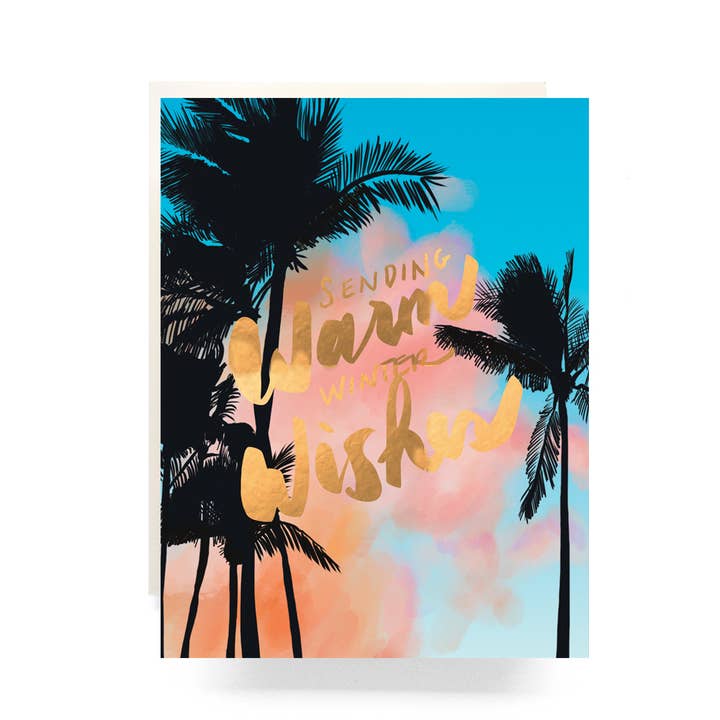 Palms Warm Wishes Holiday Greeting Card for wholesale by Antiquaria