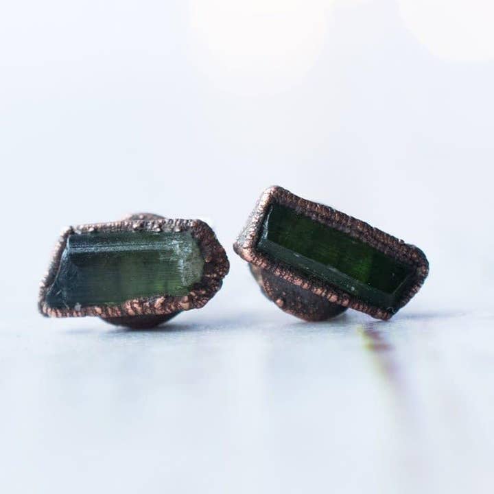 Green Tourmaline Studs for wholesale by HAWKHOUSE