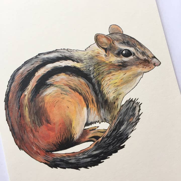 Irene Akio – Cartão de saudação diária por atacado – Cartão Chipmunk1