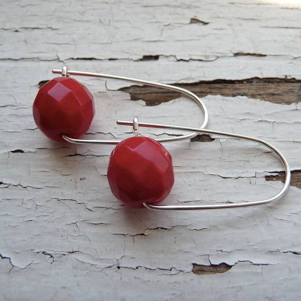 Ruby Red Box Earrings for wholesale by Iris Noire Designs