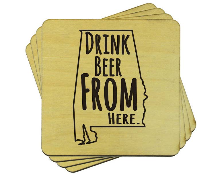 Torched Products - Wholesale Coasters - Drink Beer From Here Coasters | Set of 4 Beer Coasters0