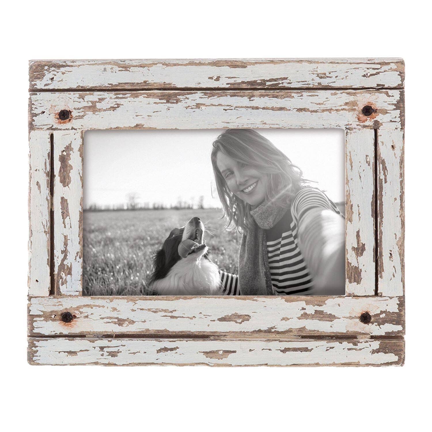 Foreside Home & Garden - Wholesale Picture Frame - Heartland 4x6 Photo Rustic Barn Wood White Picture Frame1