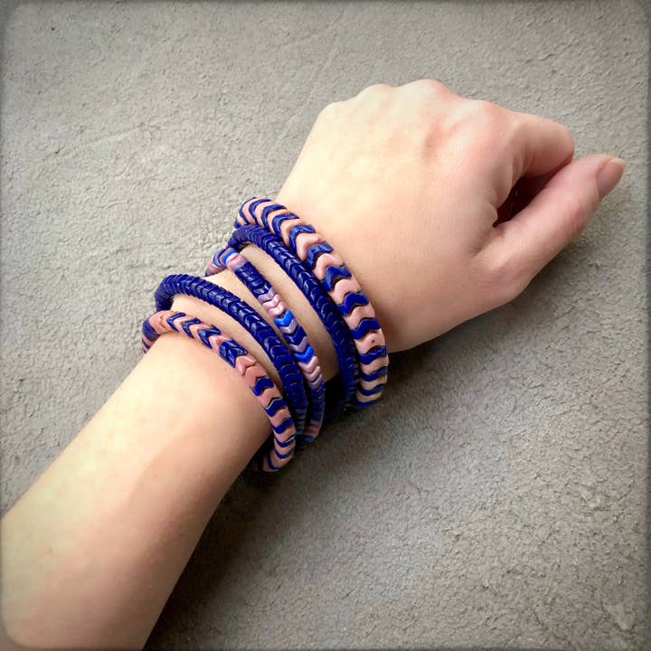 ASTALI - Vendita all'ingrosso Bracciale con perline - Braccialetto in vetro Snake - Blu indaco, bracciale con perline Chevron