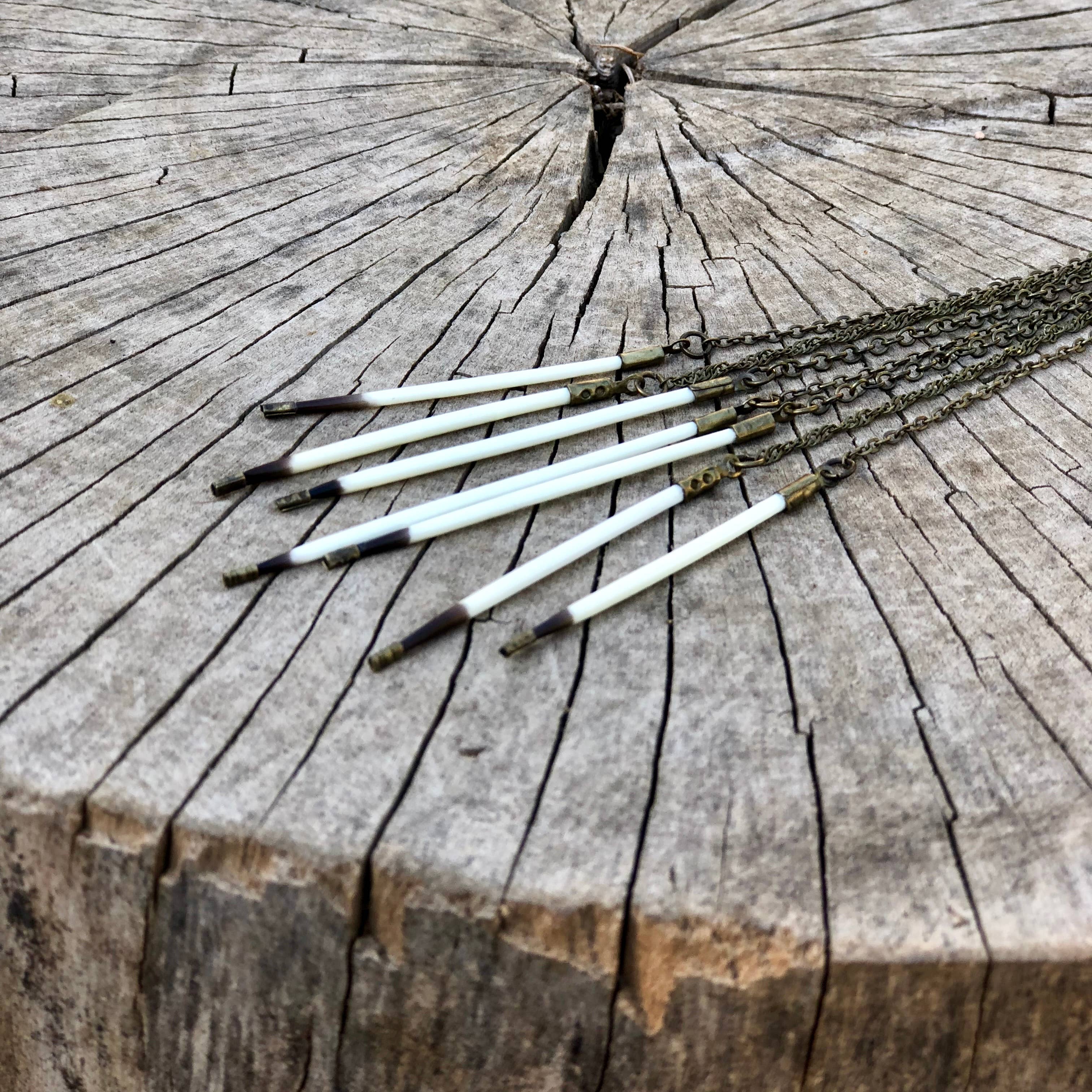 ASTALI – wholesale Pendant/charm necklace – Porcupine Quill Fringe Necklace, Black/Brown & Ivory/White10