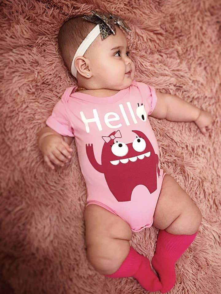 Body per bambino Pink Monster per la vendita all'ingrosso da parte di Doodle Pants