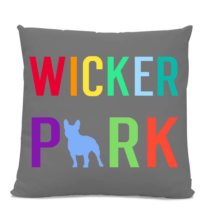 Wicker Park French Bulldog Gray Pillow 14" x 20" Spun Polyester - Lumbar for wholesale by Sophisticated Pup