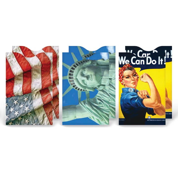 Set Of 6 - Americana Credit Card Sleeve for wholesale by Monarque