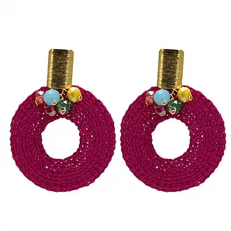 NARA HANDMADE JEWELRY - Wholesale Dangle Earrings - Pink Iraca Earrings0