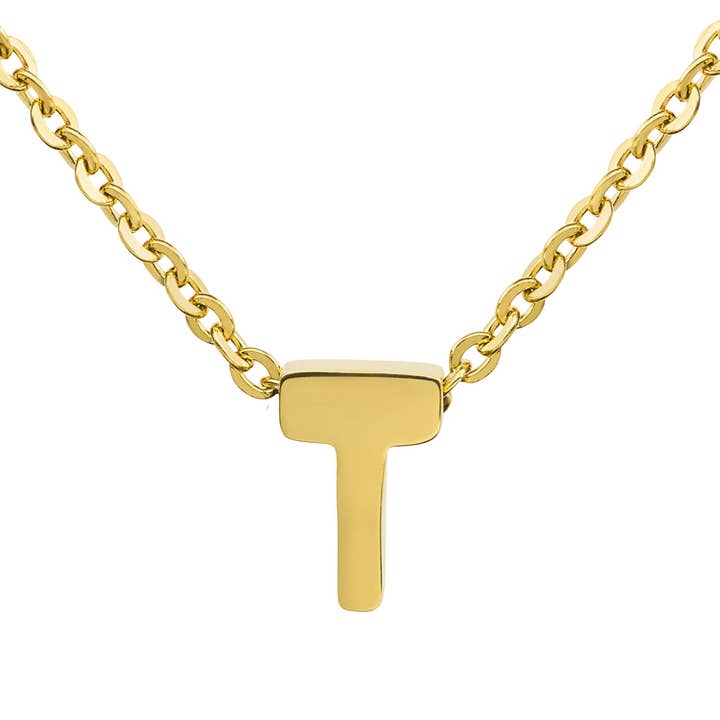 West Coast Jewelry - Wholesale Pendant/Charm Necklace - 18k Gold Overlay Initial Stainless Steel Necklace5