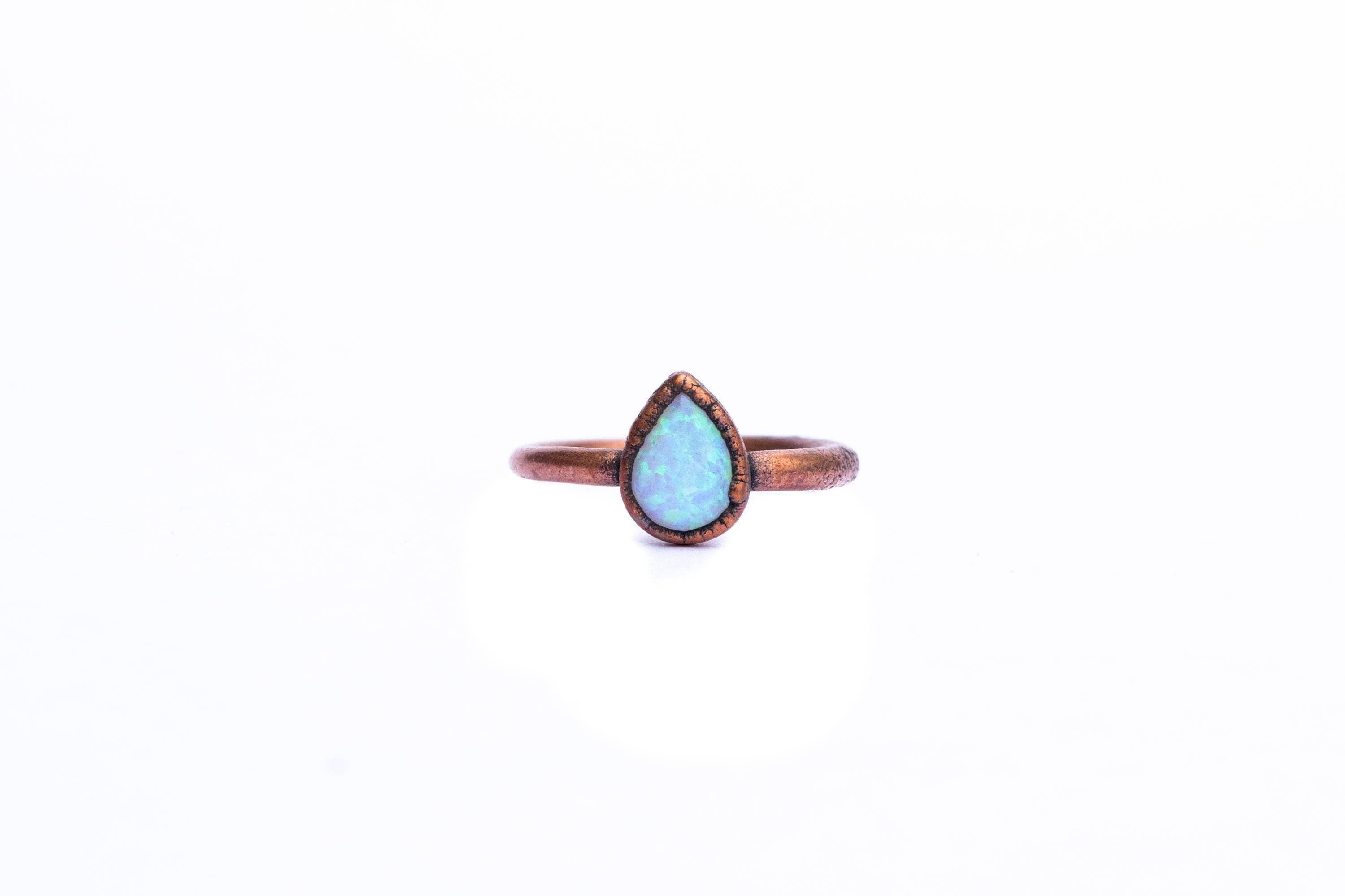 HAWKHOUSE - Wholesale Single Stone/Solitaire Ring - Teardrop Shaped Synthetic Opal Single Stone Ring