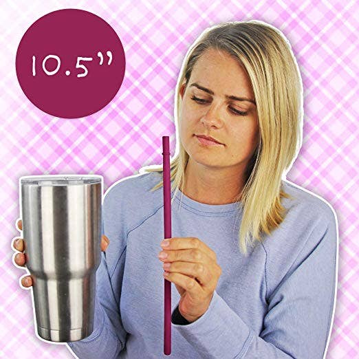 Assorted Color 10.5 Long Reusable Silicone Tumbler Straws for wholesale on Faire4