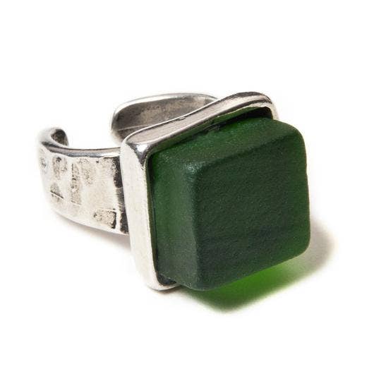 Smart Glass Recycled Jewelry - Wholesale Cocktail/Statement Ring - CUBE RING SILVER | Recycled | Museum Quality | Upcycled 3