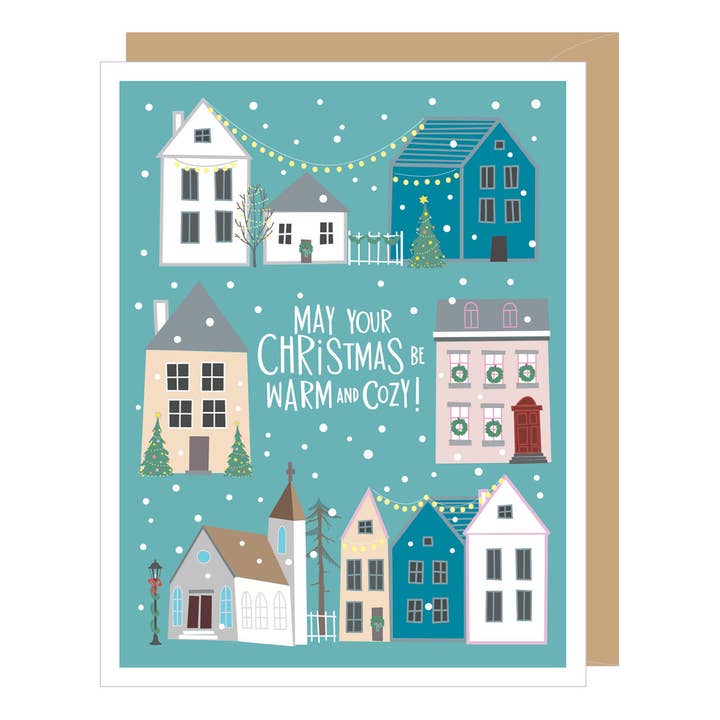 Christmas Village Holiday Card (single or boxed) for wholesale by Apartment 2 Cards