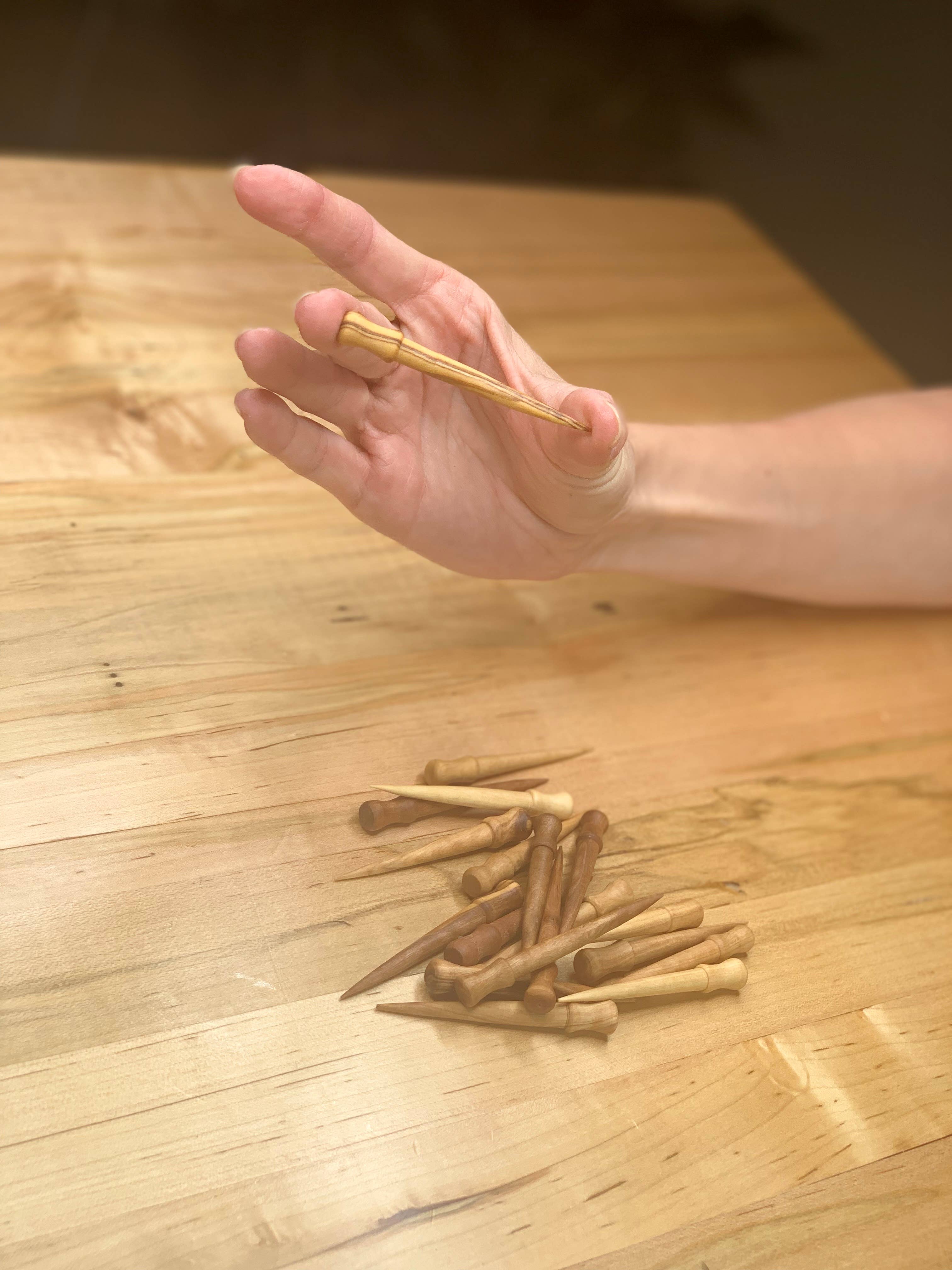 Katari Beauty - Wholesale Mask Applicator Brush/Tool - OIL APPLICATOR & OLIVE PICK | Hand-carved Olivewood ~2.5"4