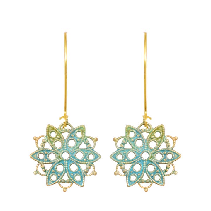 We Dream in Colour - Wholesale Dangle Earrings - Maya Earrings Verdigris Patina