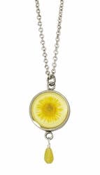 Shari Dixon – wholesale Pendant/charm necklace – Yellow Daisy Sm Round Necklace w/Drop1