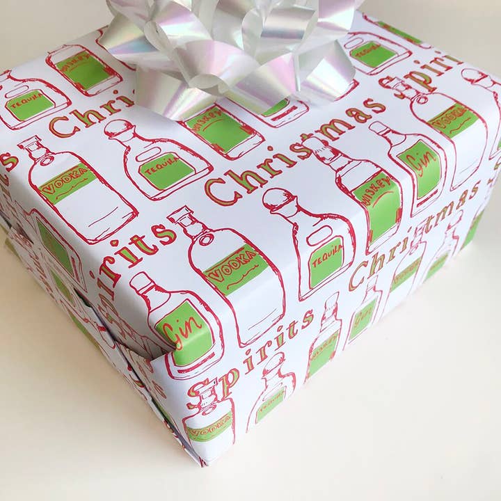 Christmas Spirits Gift Wrapping Paper - Single Sheet for wholesale by Steel Petal Press