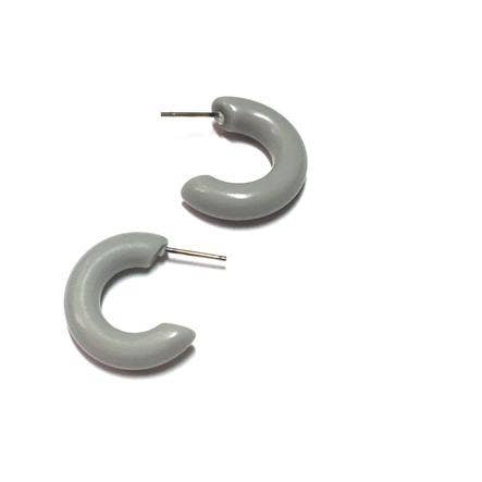 Leetie Lovendale - Wholesale Hoop Earrings - Light Grey Tiny Secretary Hoop Earrings0