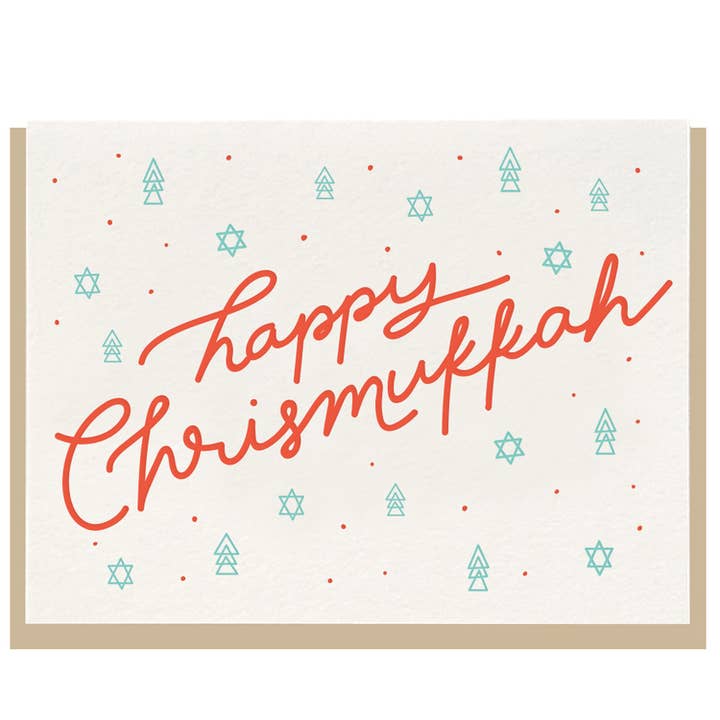 Happy Chrismukkah - Letterpress Christmas Greeting Card for wholesale by Dahlia Press