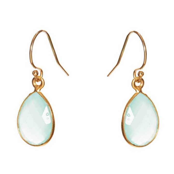 Oro - Pendientes colgantes de calcedonia para venta al por mayor de Alicia Marilyn Designs