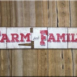 Farm And Family Hanging Hinged Sign for wholesale by Honey and Me