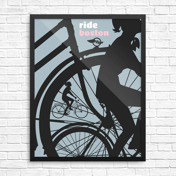 11'' x 14'' Boston Biker Gal Silhouette Print for wholesale by Fridgedoor