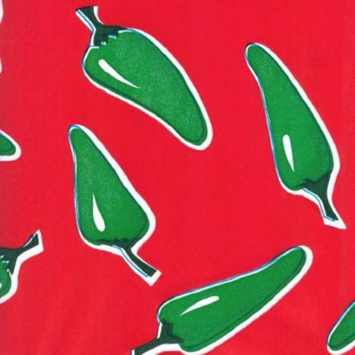 Oilcloth International – wholesale Tablecloth – 47.5" Round Chiles Tablecloth - Merrow Edge