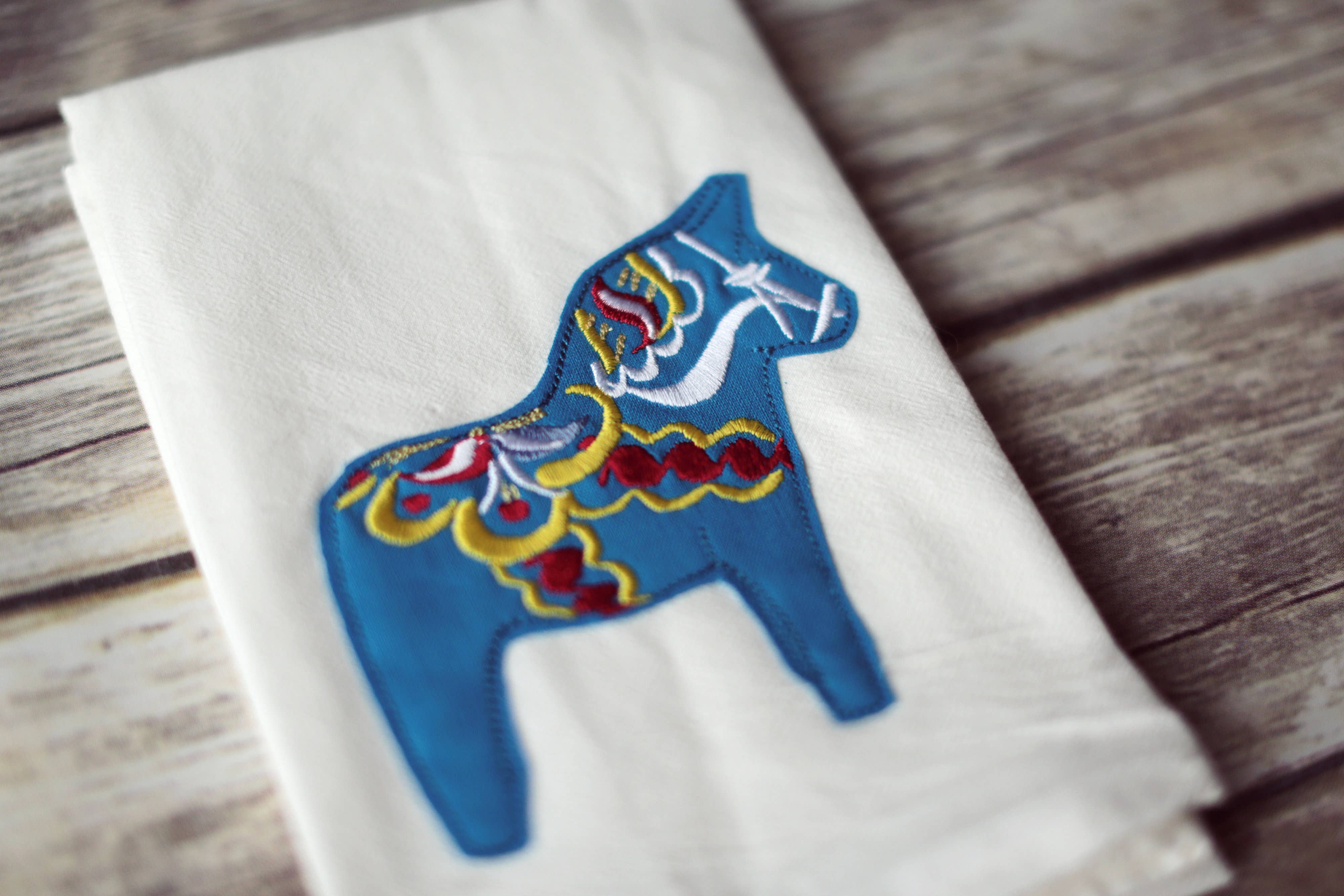 SewMuchMoreStore - Wholesale Tea Towel - Dala Horse Tea Towel, Embroidered Floursack Towel9